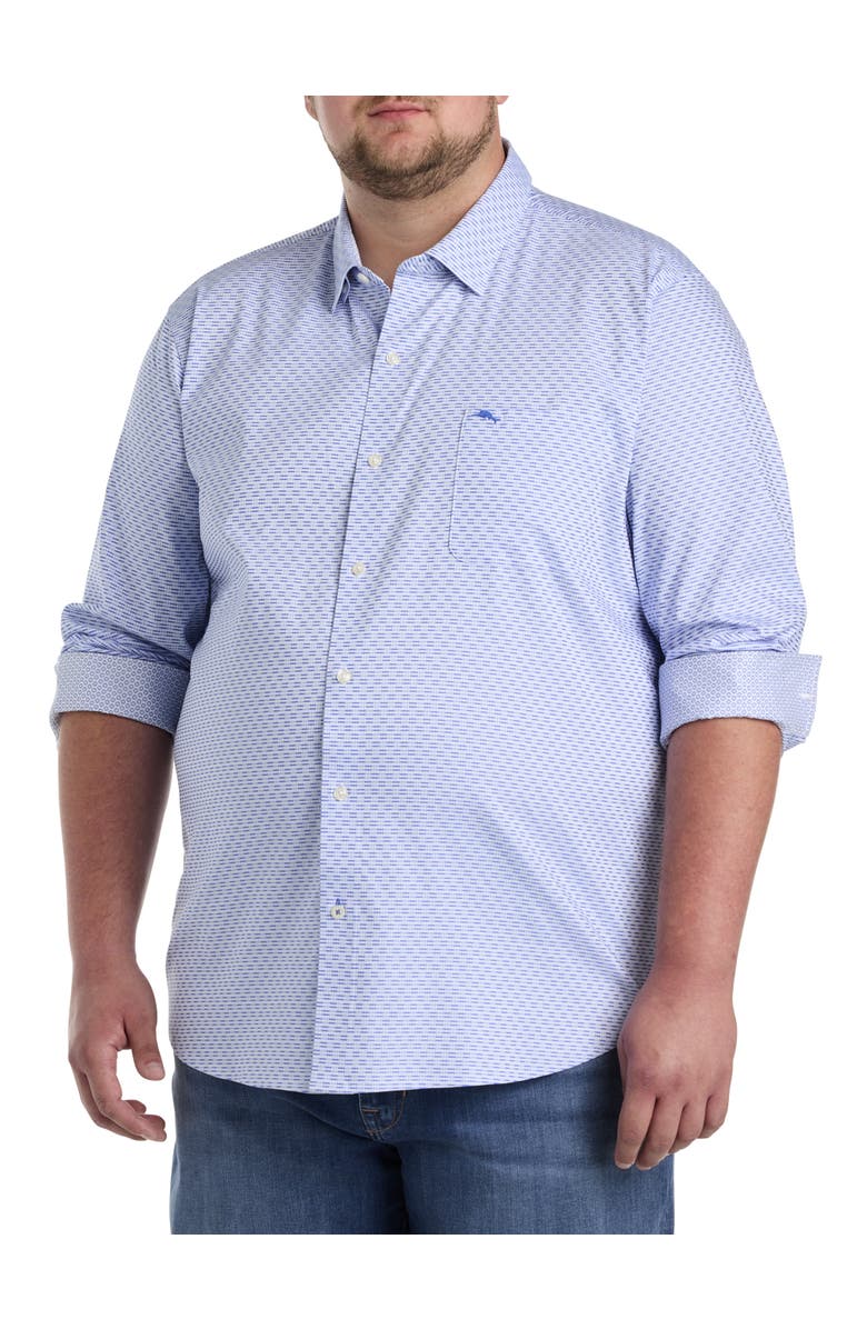 Tommy Bahama Big & Tall Sarasota Ventura Stripe Sport Shirt, Main, color, Blues