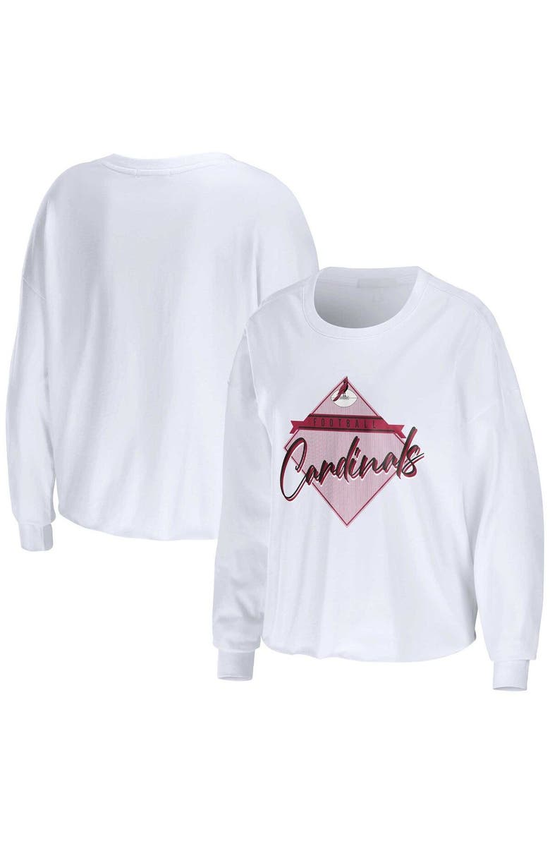 WEAR by Erin Andrews Women's WEAR by Erin Andrews White Arizona Cardinals Domestic Cropped Long Sleeve T-Shirt, Main, color, White