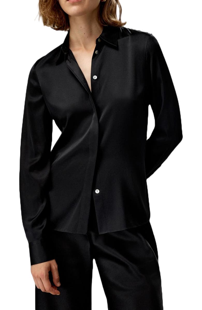 Lilysilk Elegant Silhouette Silk Shirt, Alternate, color, Black
