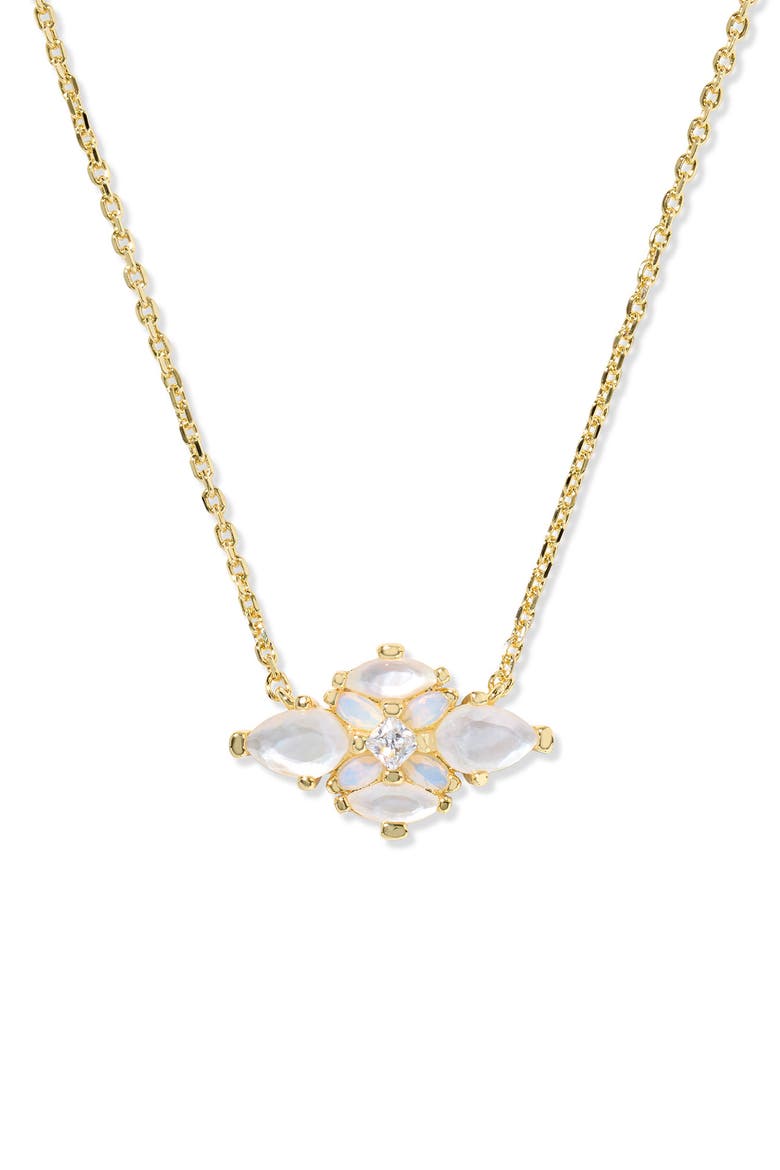 Abbie Crystal Short Pendant Necklace, Main, color, GOLD NEUTRAL MIX