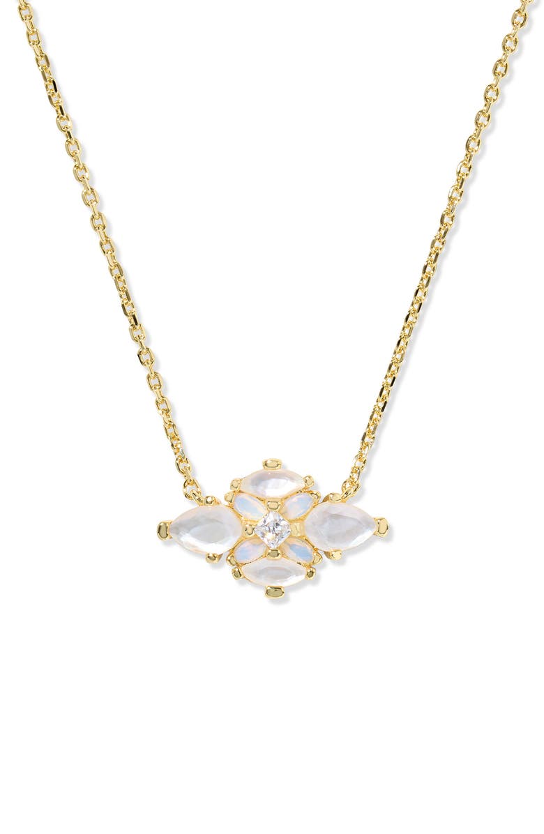 Kendra Scott Abbie Crystal Short Pendant Necklace, Main, color, Gold Neutral Mix