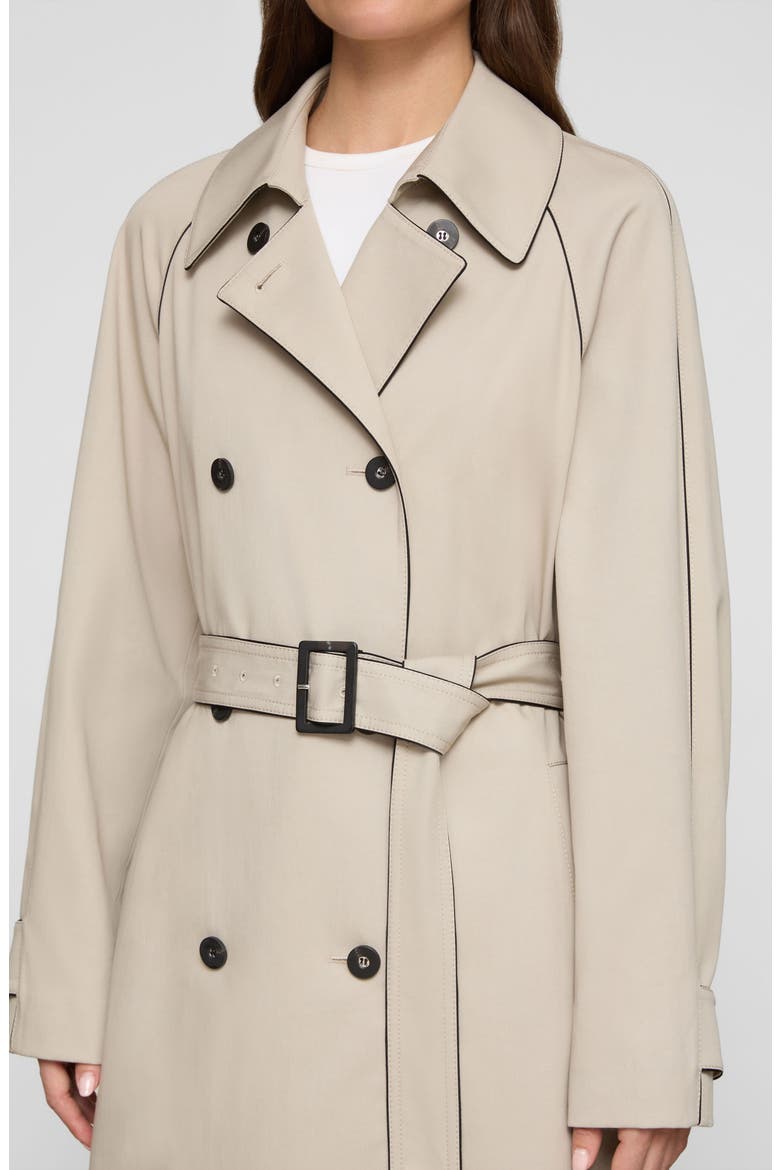 Piped Cotton & Viscose Twill Trench Coat, Alternate, color, CEMENT