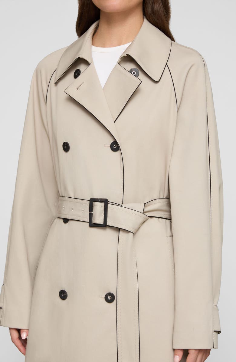 Lafayette 148 New York Piped Cotton & Viscose Twill Trench Coat, Alternate, color, Cement