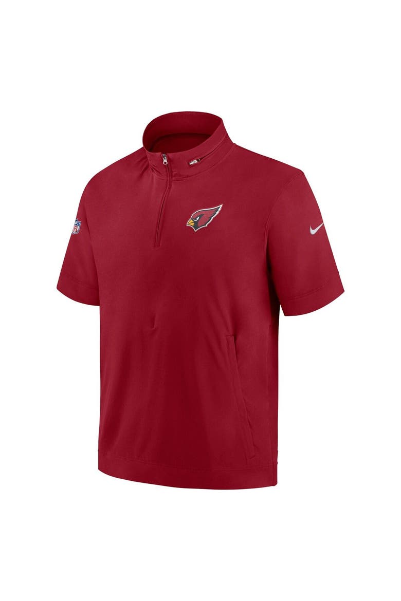 Men's Nike  Cardinal Arizona Cardinals Sideline Coach Short Sleeve Hoodie Quarter-Zip Jacket, Alternate, color, Cardinal