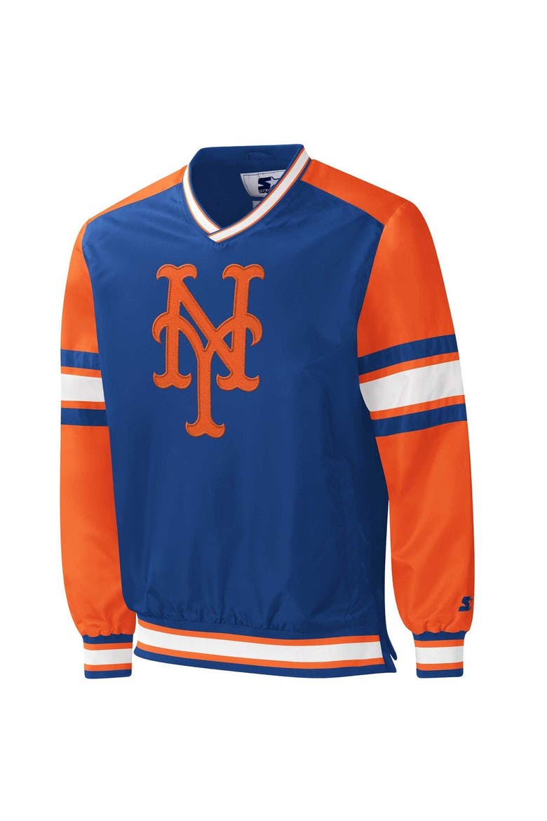 Men's Starter Royal New York Mets Yardline V-Neck Pullover Windbreaker, Alternate, color, Royal