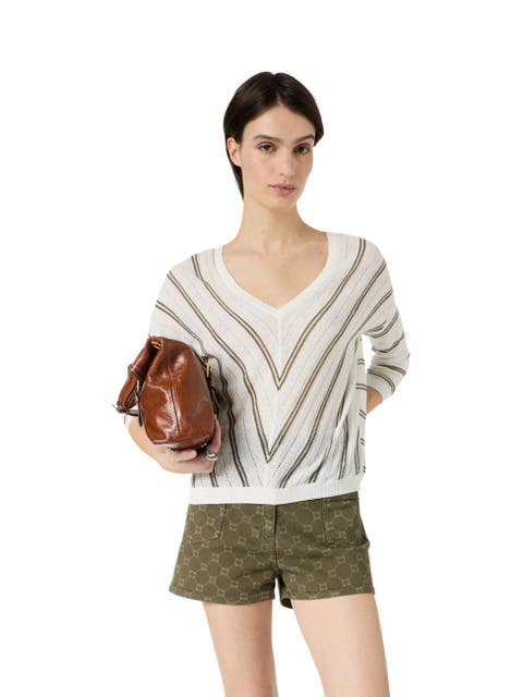 Lerya Linen Blend Chevron Knit Sweater