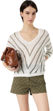 GERARD DAREL Lerya Linen Blend Chevron Knit Sweater