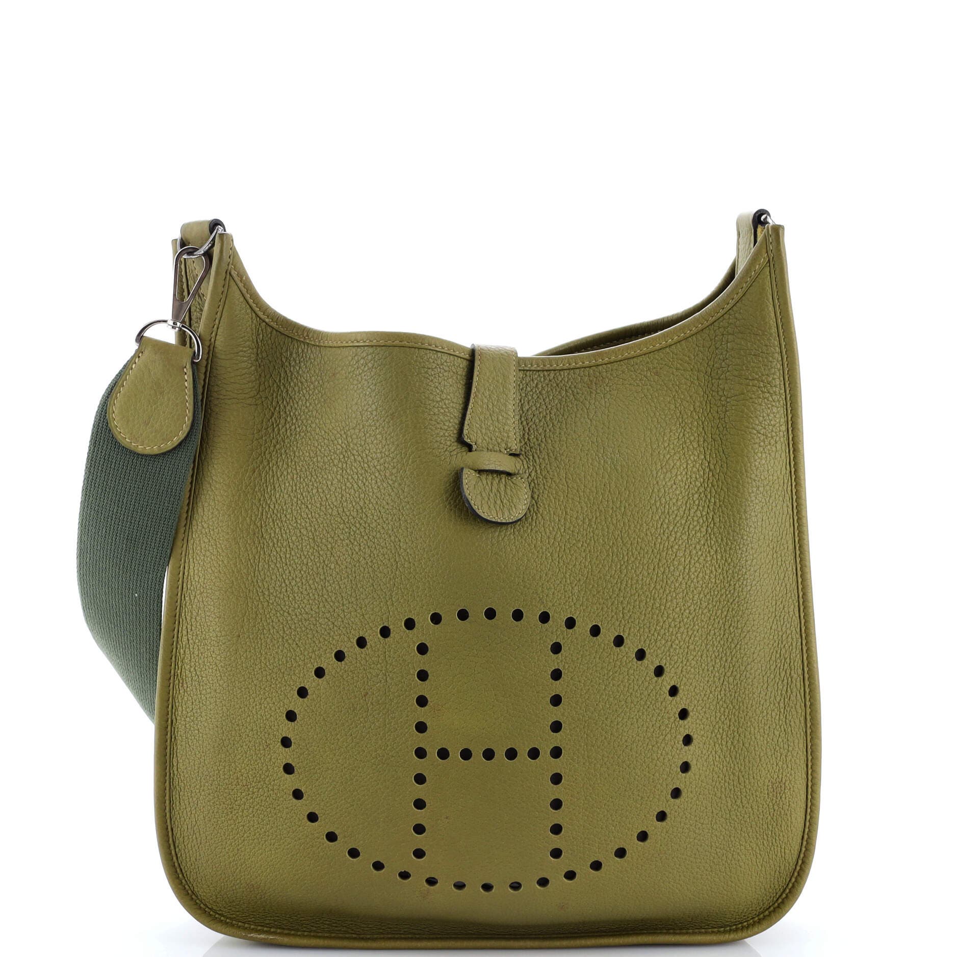 Pre-Owned Hermes Evelyne Bag Gen II Clemence GM, Main, color, Vert Chartreuse