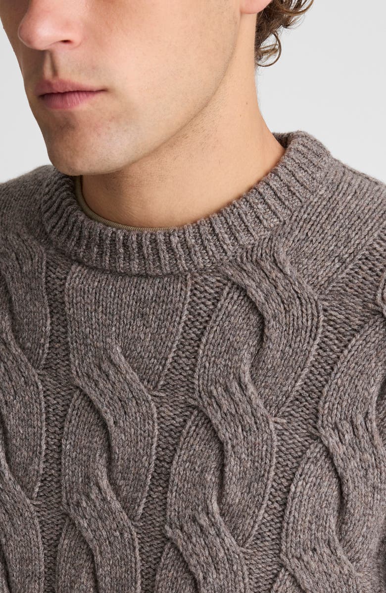 Madewell Crewneck Cable Knit Wool Blend Sweater, Alternate, color, Heather Dark Driftwood