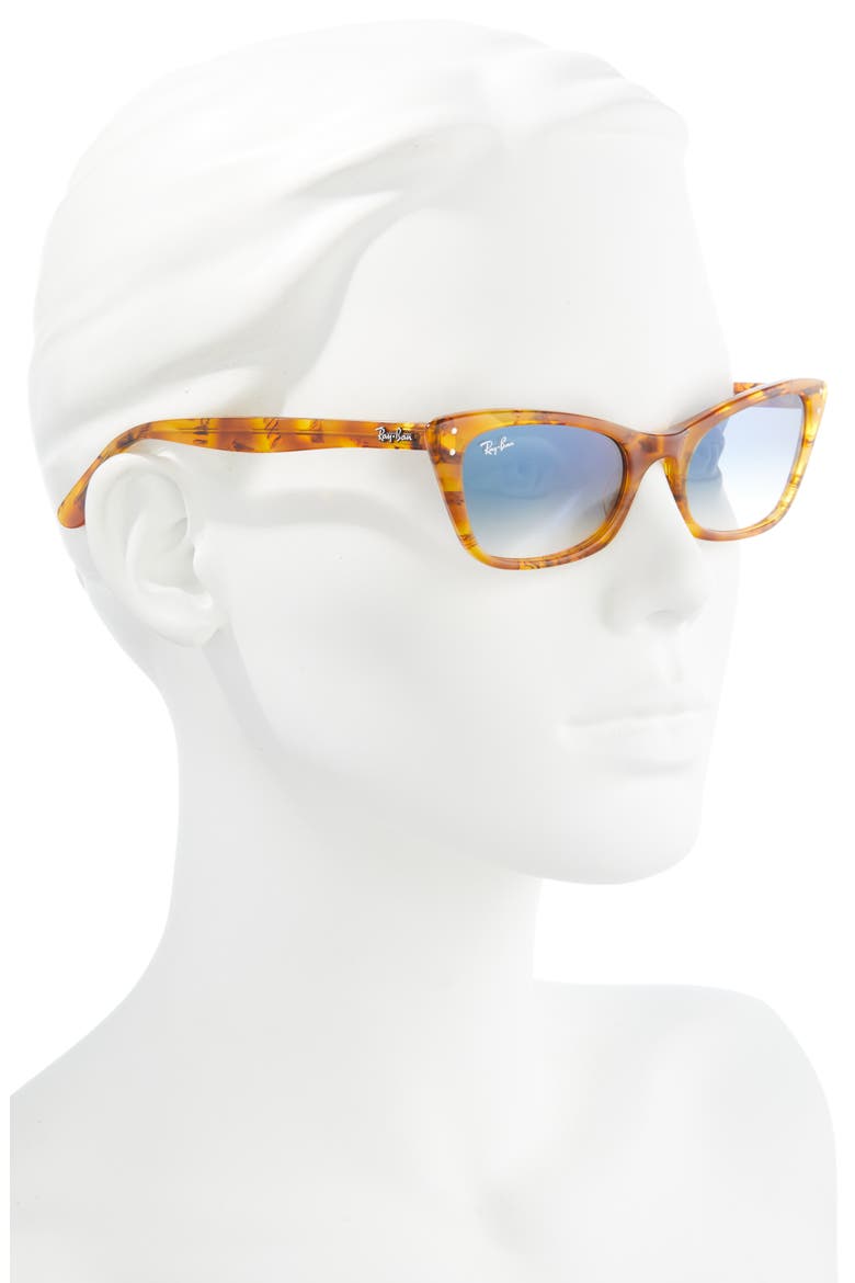 52mm Transparent Cat Eye Sunglasses, Alternate, color, AMBER TORTOISE/ BLUE