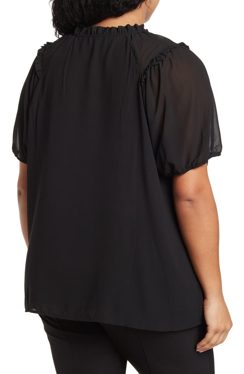 Pleione Short Sleeve Ruffle Blouse, Alternate, color, 