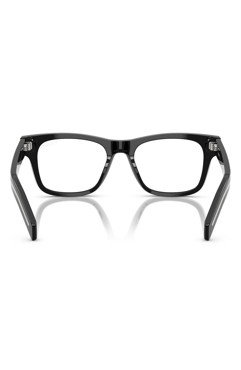 Prada 55mm Rectangular Blue Light Blocking Glasses, Alternate, color, Black / Clear Blue Light