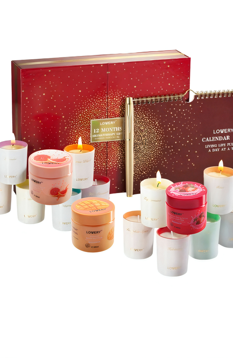 Scented Soy Candle Advent Calendar and Whipped Body Butter Gift Set