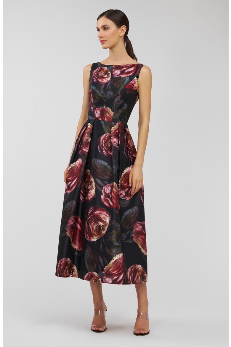 Elsa Jacquard Fit & Flare Dress, Alternate, color, PRIMROSE/ ONYX