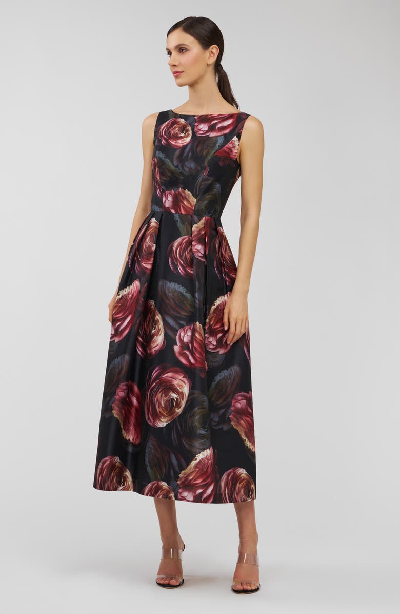 Kay Unger Elsa Jacquard Fit & Flare Dress, Alternate, color, Primrose/ Onyx