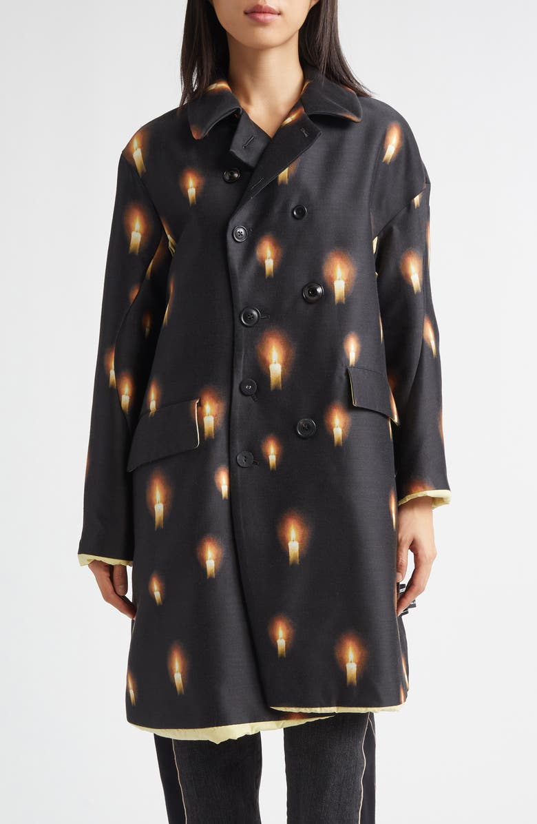Undercover Candles Wool & Silk Coat, Main, color, Black Base