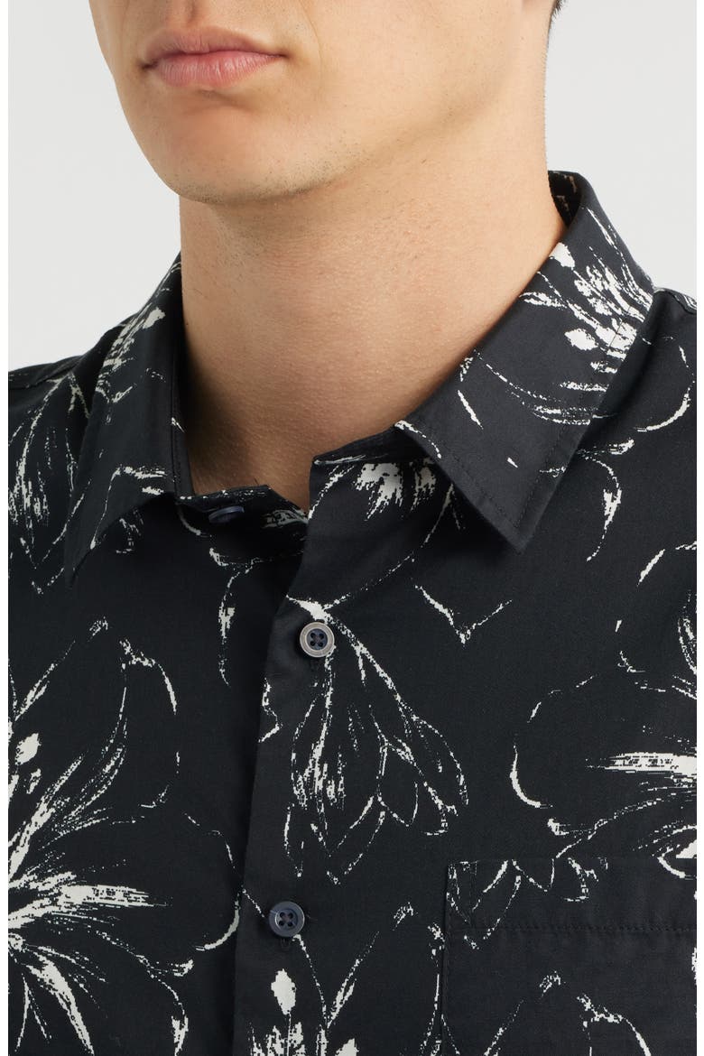 Dry Brush Floral Short Sleeve Button-Up Shirt, Alternate, color, COASTAL/ OPTIC WHITE