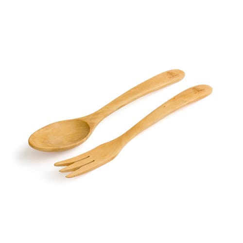 Berard Contour 12-inch Olive Wood Salad Servers, 2 Piece Set In Brown