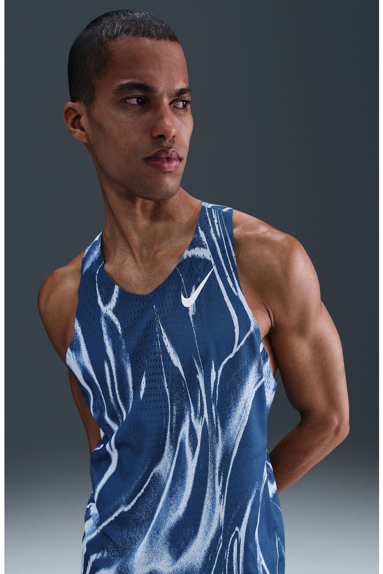 AeroSwift Dri-FIT ADV Running Singlet, Alternate, color, COASTAL BLUE/ WHITE