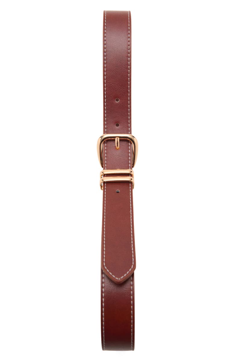 MANGO Metal Buckle Belt, Main, color, Brown