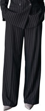 Karen Millen Pinstripe Wide Leg Tailored Trouser
