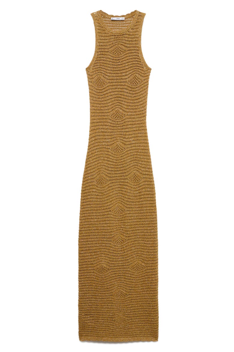 Metallic Open Stitch Maxi Sweater Dress, Alternate, color, GOLD