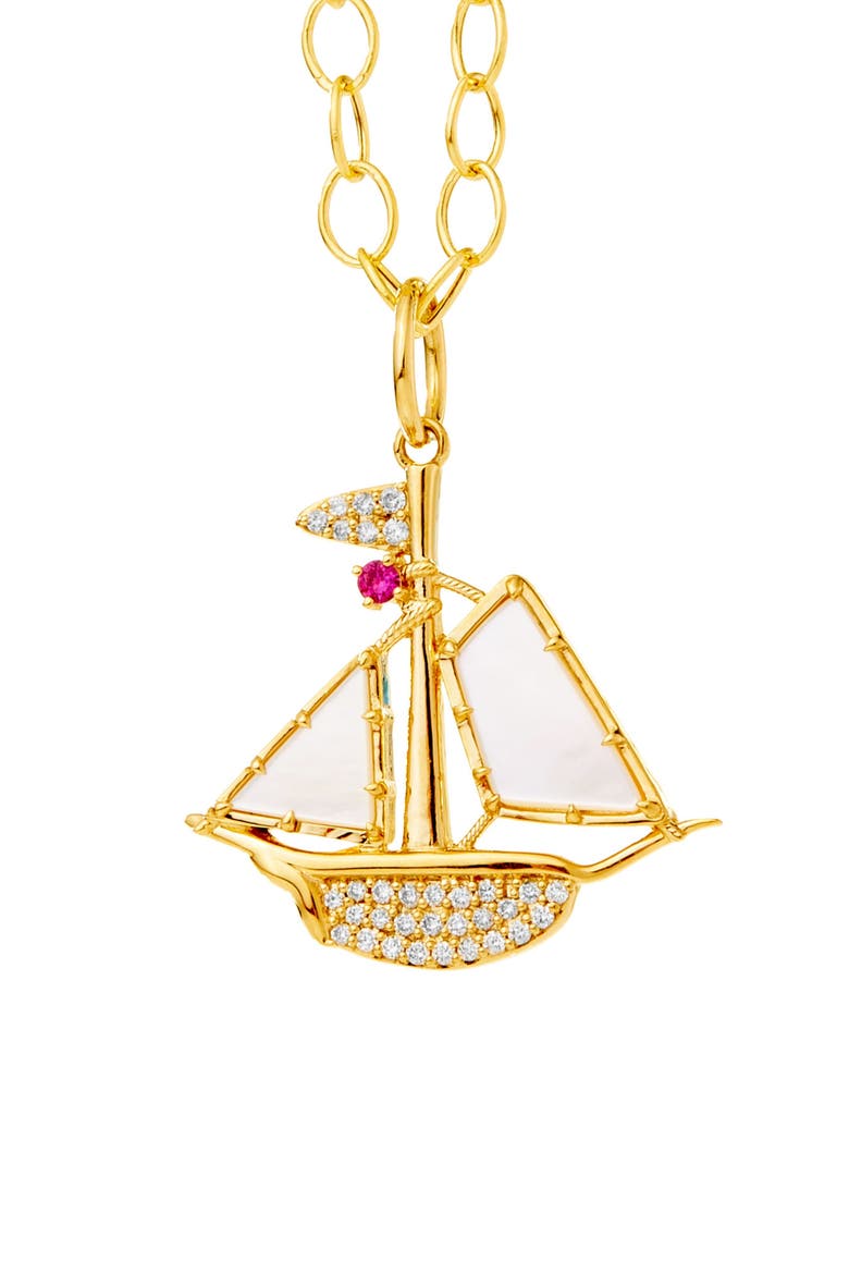 Dream Sail Boat Charm, Main, color, Mother of Pearl