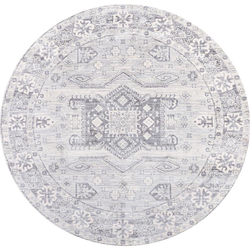 Jonathan Y Modern Persian Vintage Medallion Round Area Rug In Light Grey