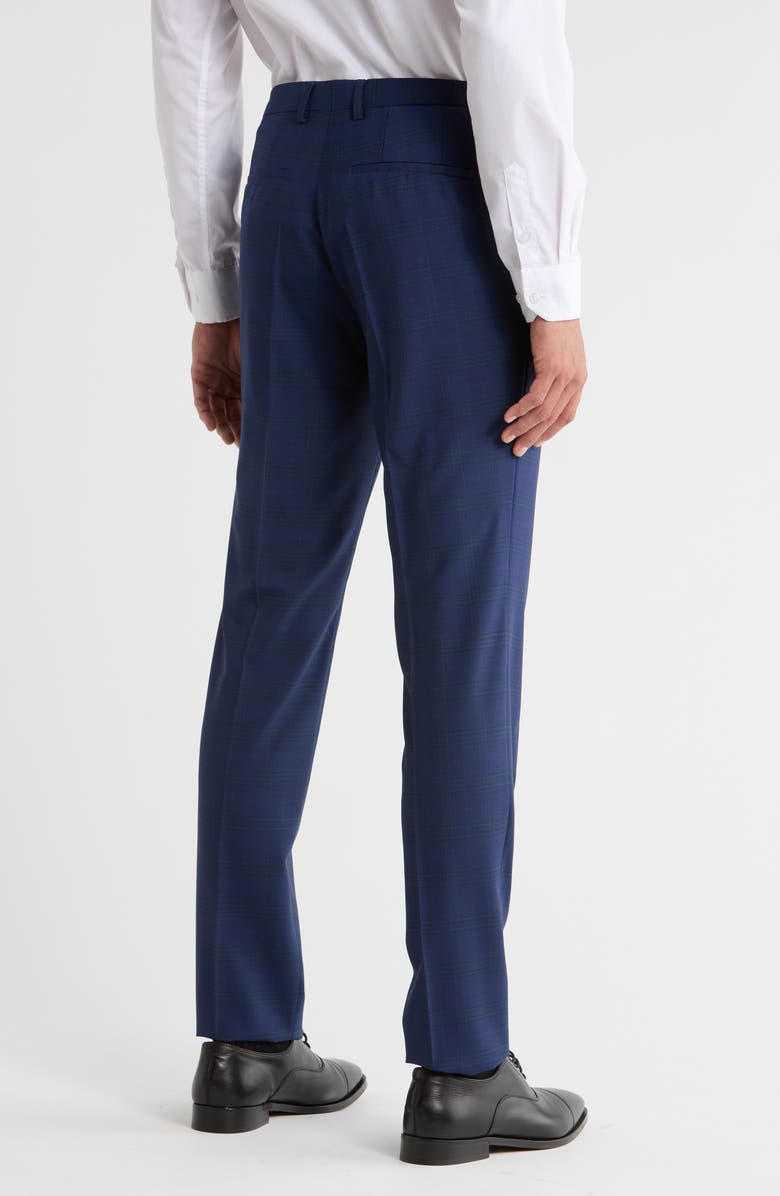 HUGO Hesten Dark Blue Plaid Wool Dress Pants, Alternate, color, Dark Blue