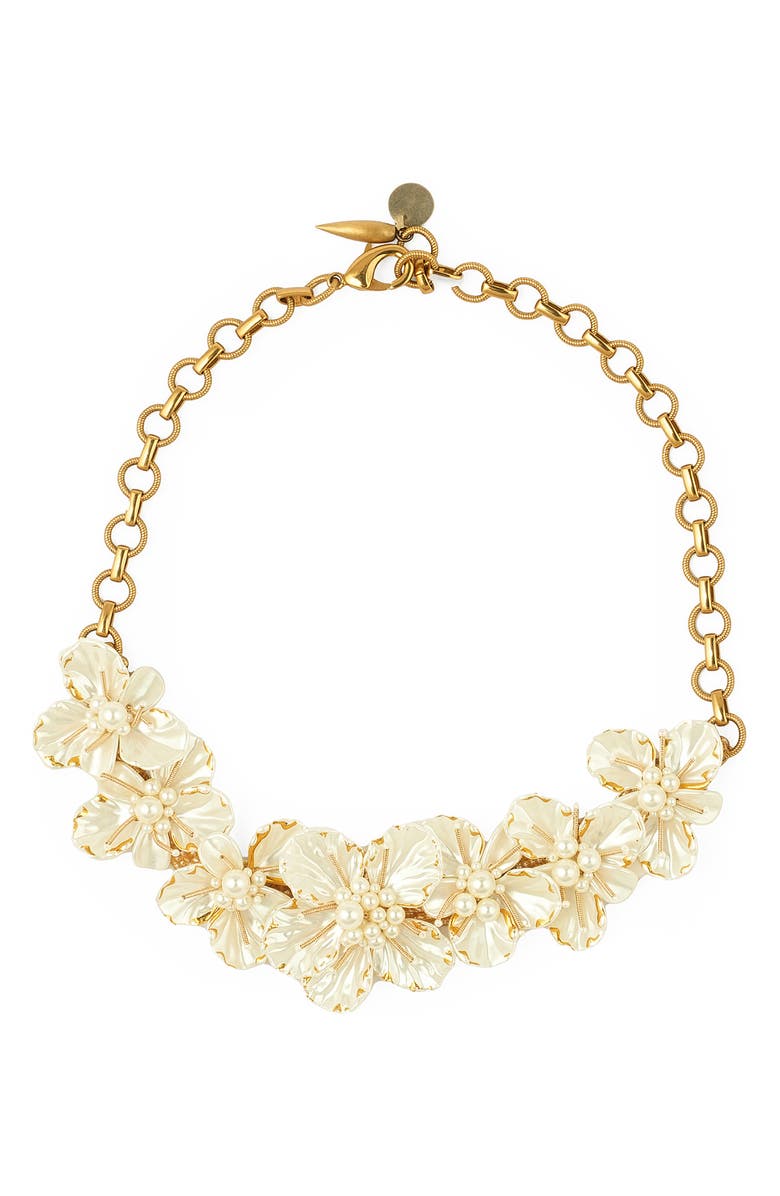 Deepa Gurnani Wally Frontal Necklace, Main, color, Gold/ White
