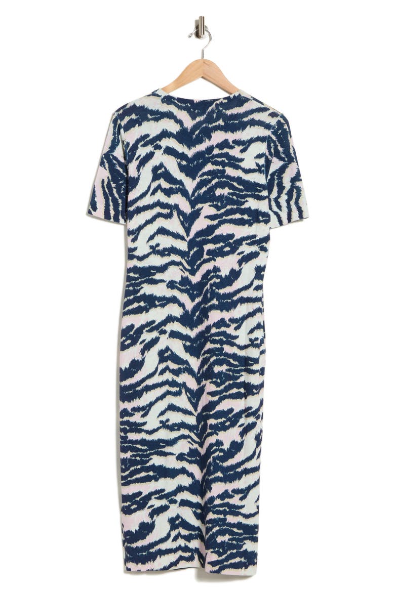 Florence Short Sleeve Cotton & Silk Dress, Alternate, color, PALACE TIGER PRINTED