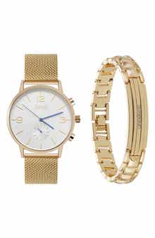 Jones New York Three-Hand Quartz Mesh Strap Watch & ID Bracelet Set