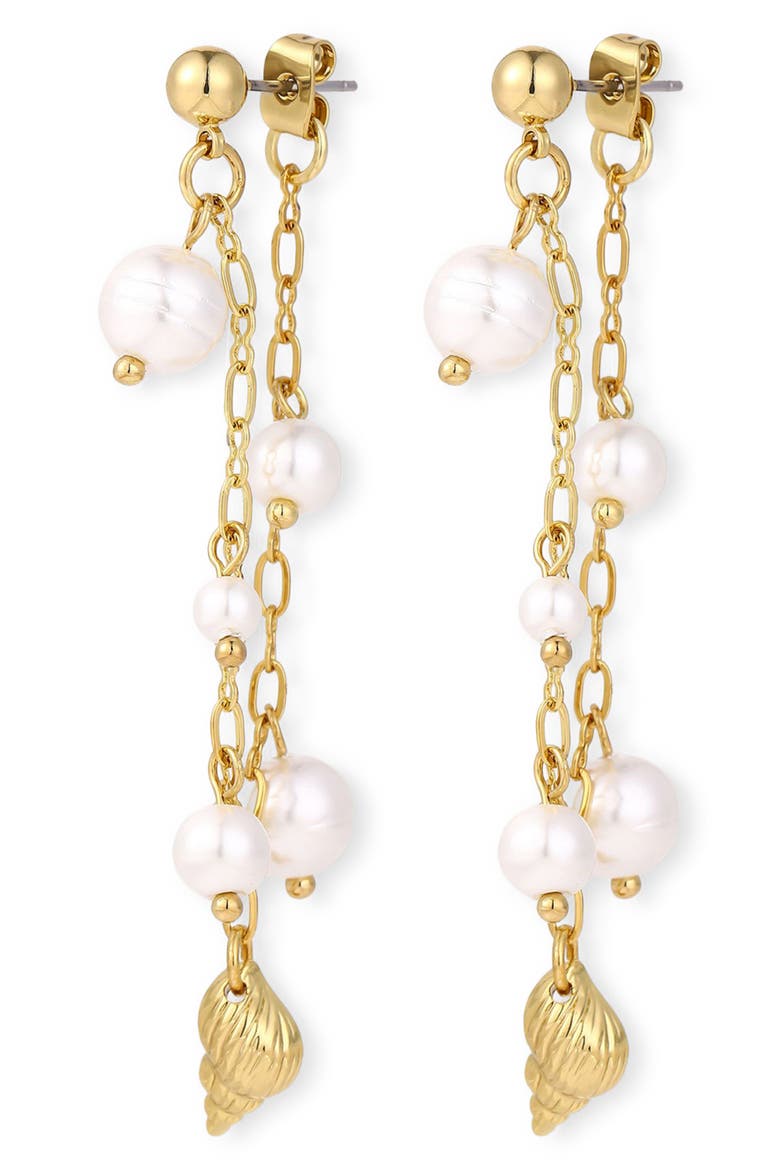 Dune Faux Pearl Chain Drop Earrings, Main, color, GOLD