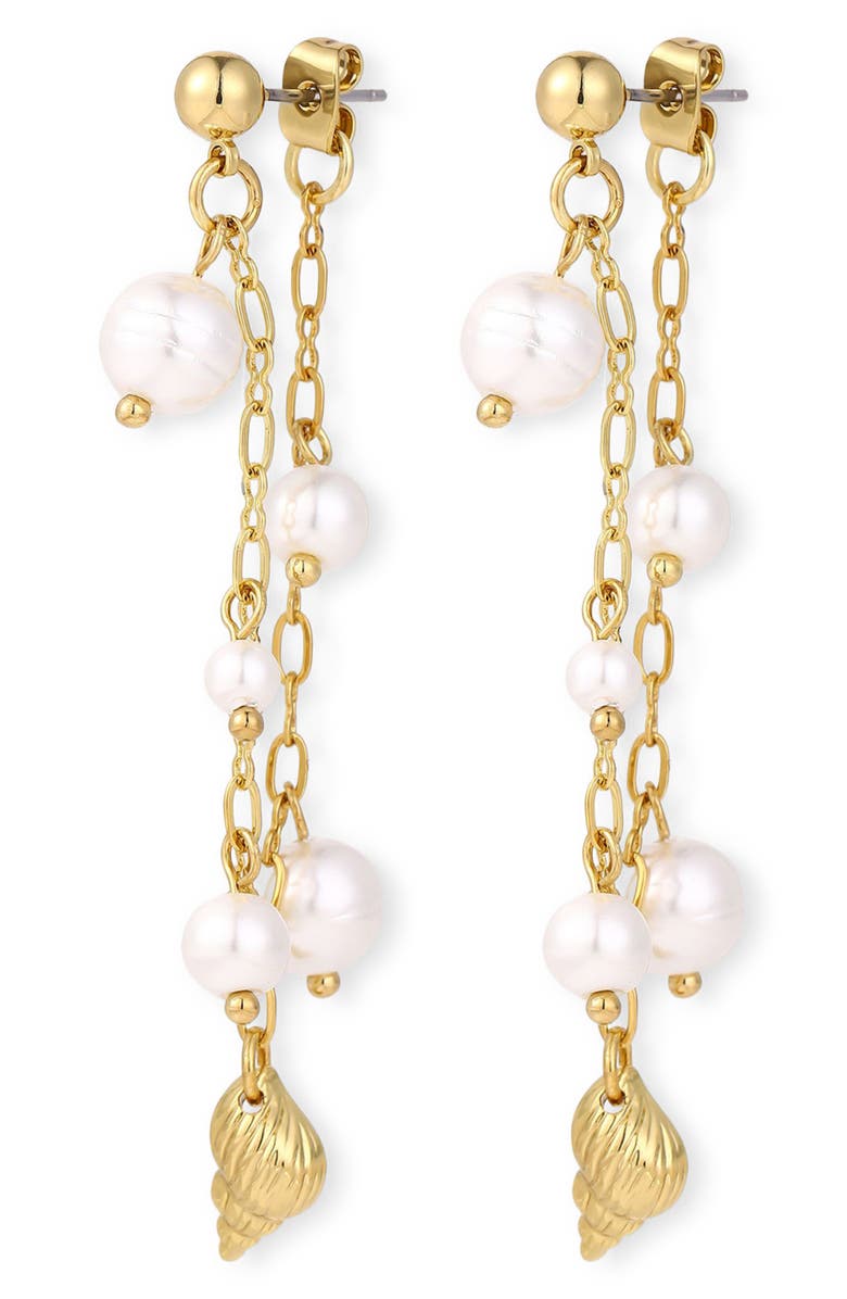 Petit Moments Dune Faux Pearl Chain Drop Earrings, Main, color, Gold