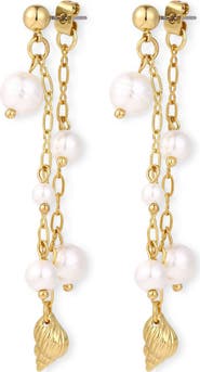 Petit Moments Dune Faux Pearl Chain Drop Earrings