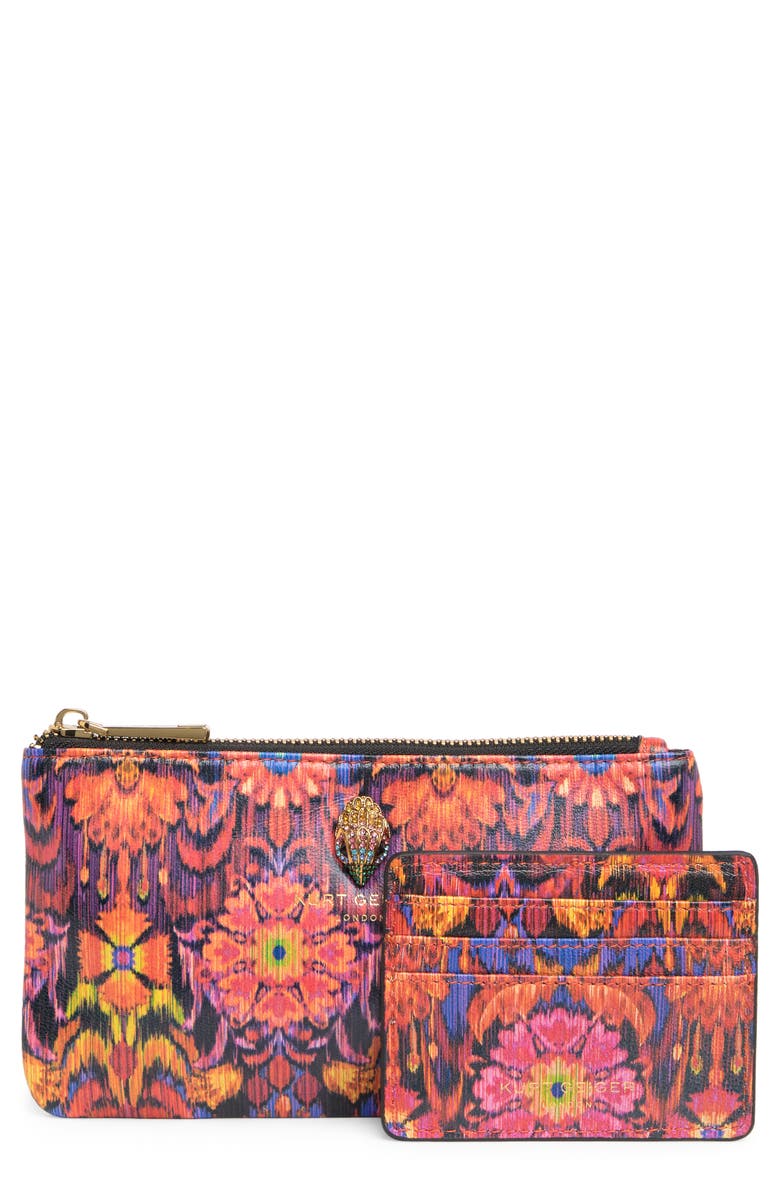 Kurt Geiger London Leather Zip Pouch with Mirrored Card Wallet, Main, color, 