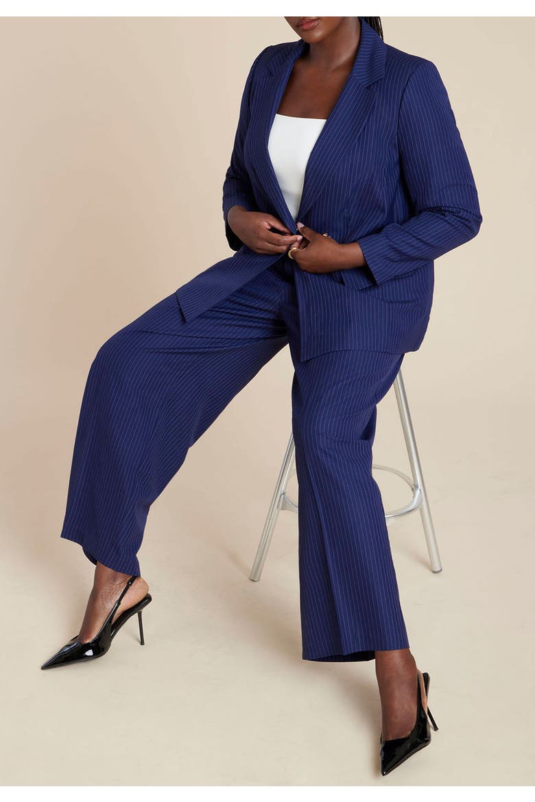 Pinstripe Blazer, Alternate, color, NAVY PINSTRIPE
