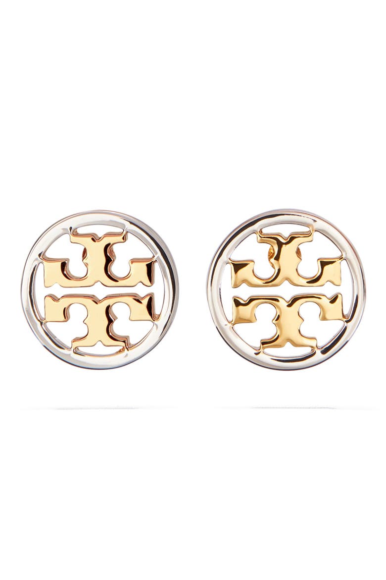 Icon Circle Stud Earrings, Main, color, TORY GOLD / SILVER