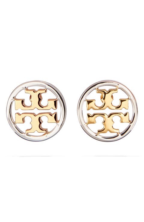 ピアス Tory Burch SS25 Silver Brass Earrings with Logo (26222 022) Tory Burch Safety Pin Earrings | Silver | FARFETCH GE