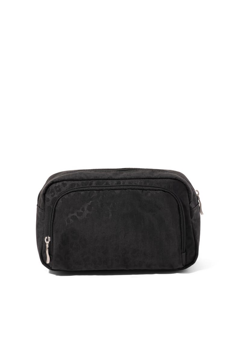 BAGGALLINI Pocket Cosmetic Bag with Brush Organization, Alternate, color, Black Cheetah Emboss