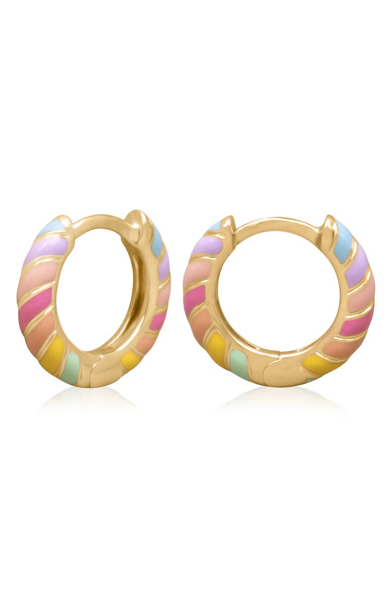 ES JEWELRY Rainbow Enamel Huggie Hoop Earrings, Alternate, color,