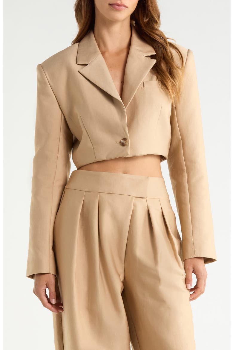 Petra Twill Crop Blazer, Main, color, WHITE PEPPER