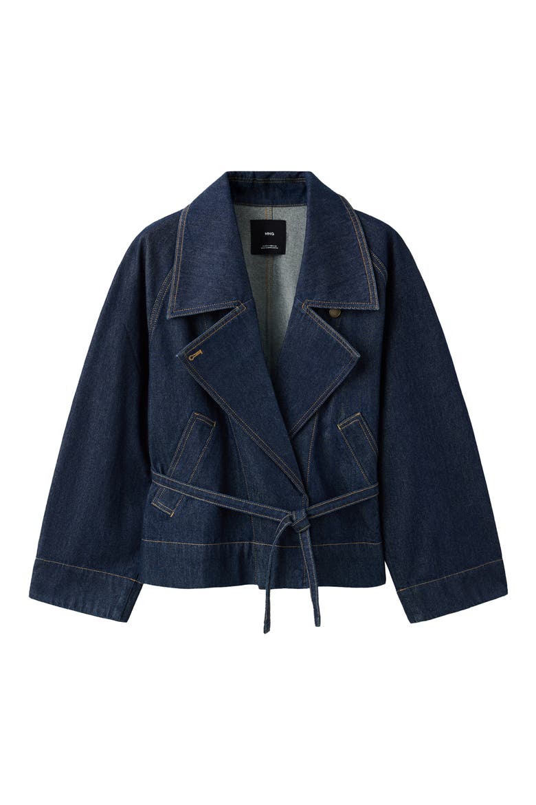 Belted Denim Trench Coat, Alternate, color, OPEN BLUE