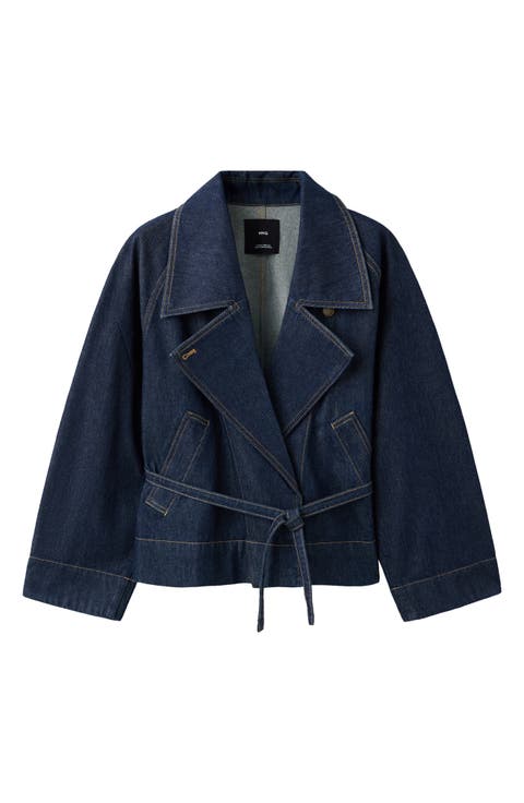 Belted Denim Trench Coat