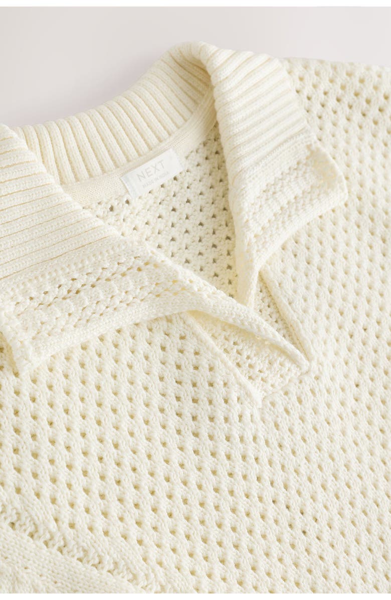 NEXT Kids' Open Stitch Cotton Johnny Collar Sweater, Alternate, color, Neutral