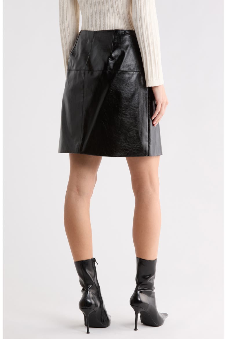Take Me Out Faux Leather Skirt, Alternate, color, BLACK