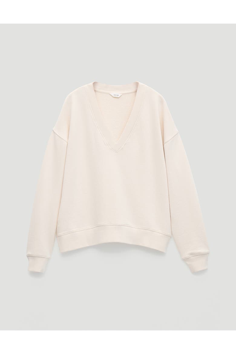 Cleo V-Neck Cotton Sweatshirt, Alternate, color, Almond