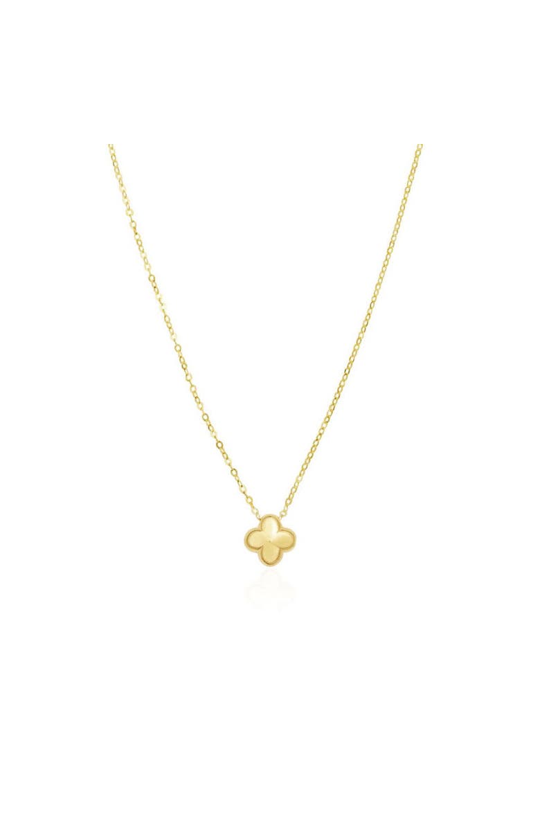 The Lovery Fine Jewelry Mini Gold Puffy Clover Necklace, Main, color, Gold
