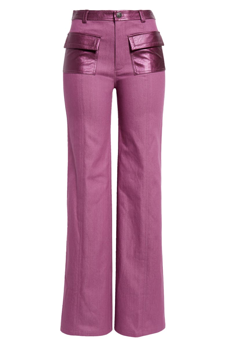 Cinq à Sept Peyton Faux Leather Trim Jeans, Alternate, color, 