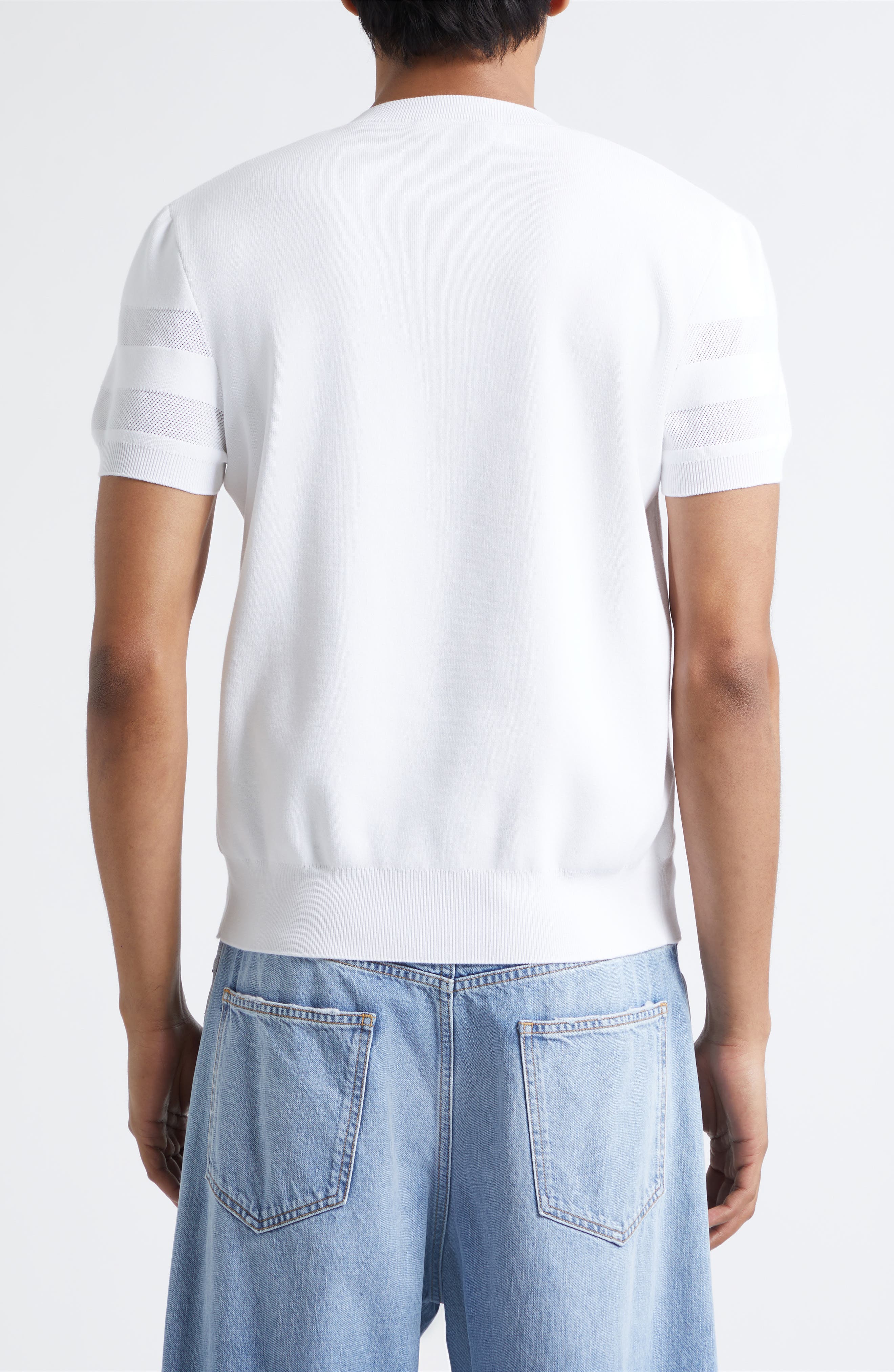 Short Sleeve Cotton Blend Logo Sweater - image 2